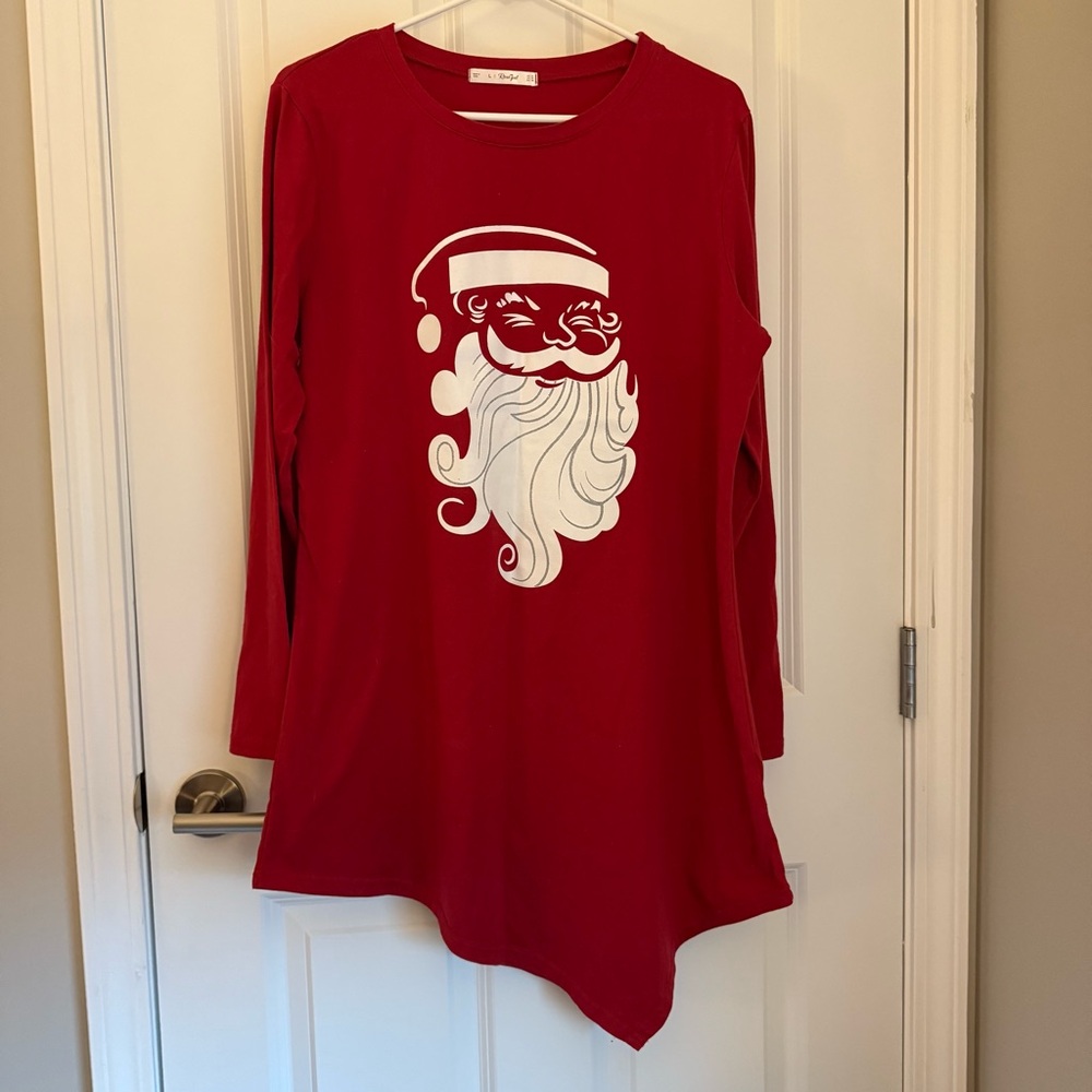 Red Santa Dress. Rosegal. Used. Large/14. Asymmetrical Hem